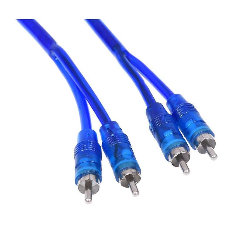 Car Audio Rca Female to 2 Rca Male Splitter Adapter Cable Wire Dark Blue 2 Pcs