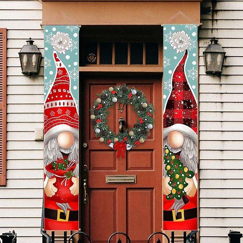 2pcs Christmas Outdoor Banner Hanging Sign Home Decoration Ornaments