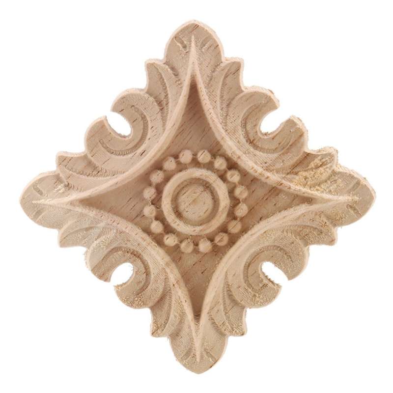 6x Vintage Unpainted Wood Carved Corner Onlay Applique Frame