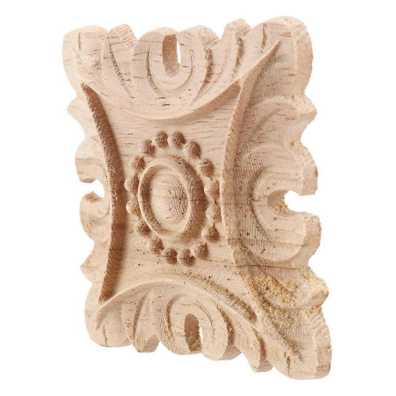 6x Vintage Unpainted Wood Carved Corner Onlay Applique Frame