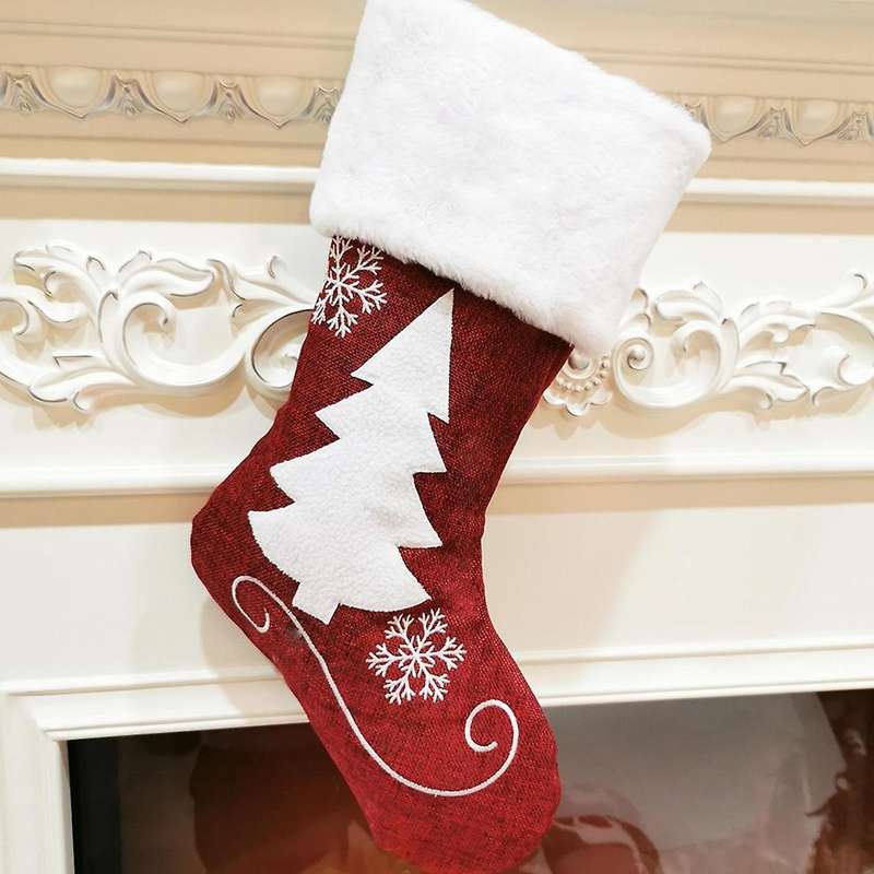 Christmas Socks Gift Bag Kenaf Embroidery Christmas Socks Elk