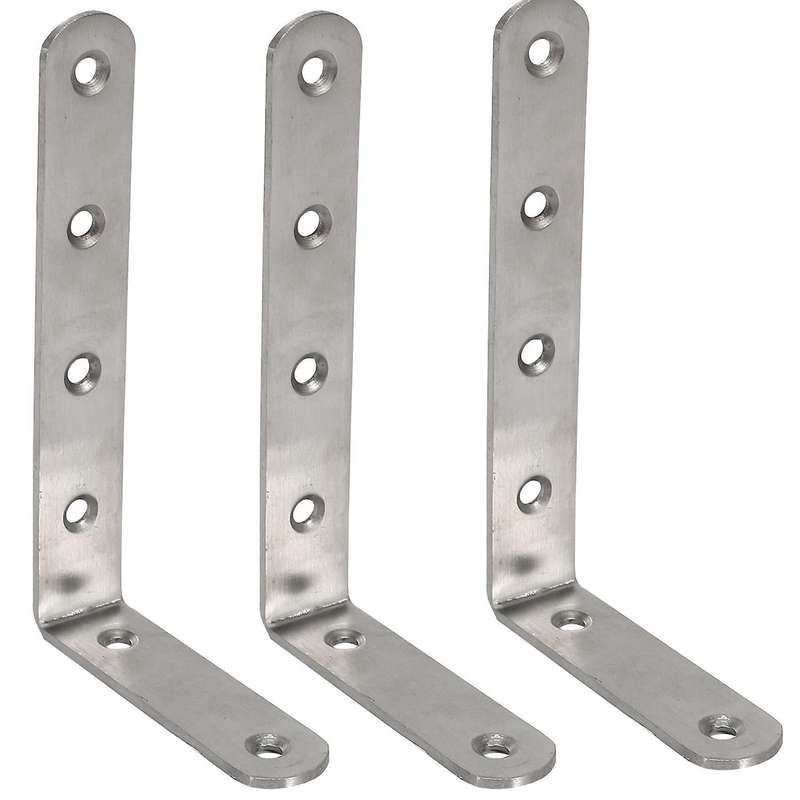 3x 125x75mm L Shape Stainless Steel Shelf Corner Brace Angle Bracket