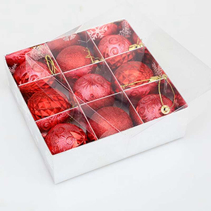 9 Pieces/set Of Boxed Christmas Ball Set, Glitter Ball, (silver)