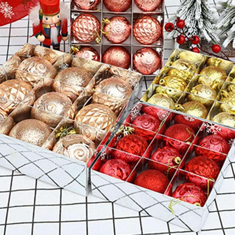 9 Pieces/set Of Boxed Christmas Ball Set, Glitter Ball, (silver)