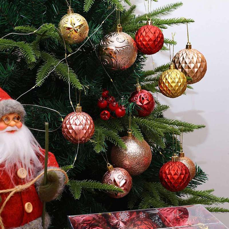 9 Pieces/set Of Boxed Christmas Ball Set, Glitter Ball, (silver)