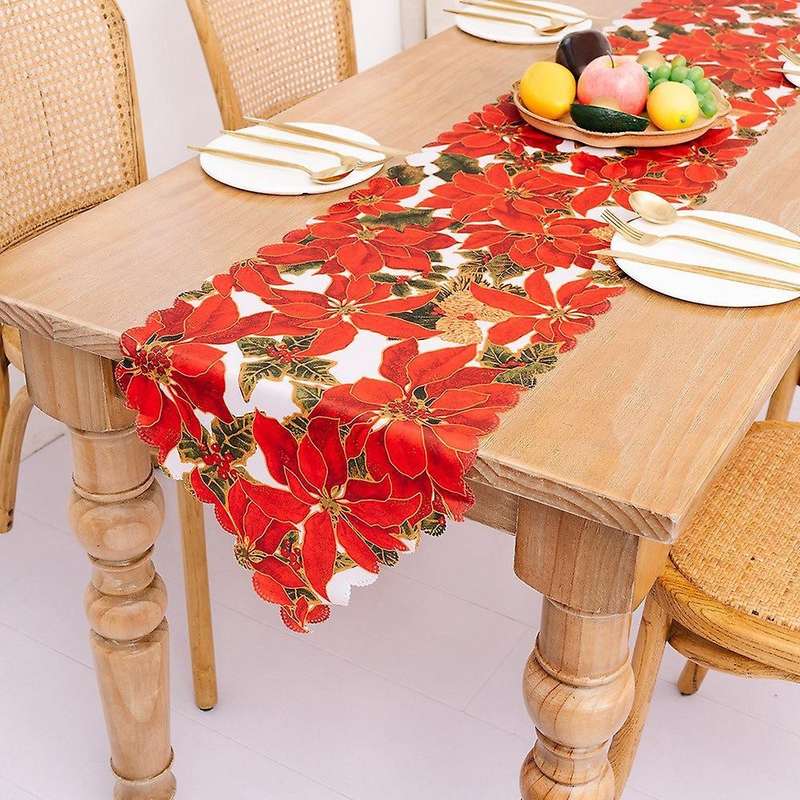 Christmas Table Runner - Machine Washable, for Parties &holidays, D