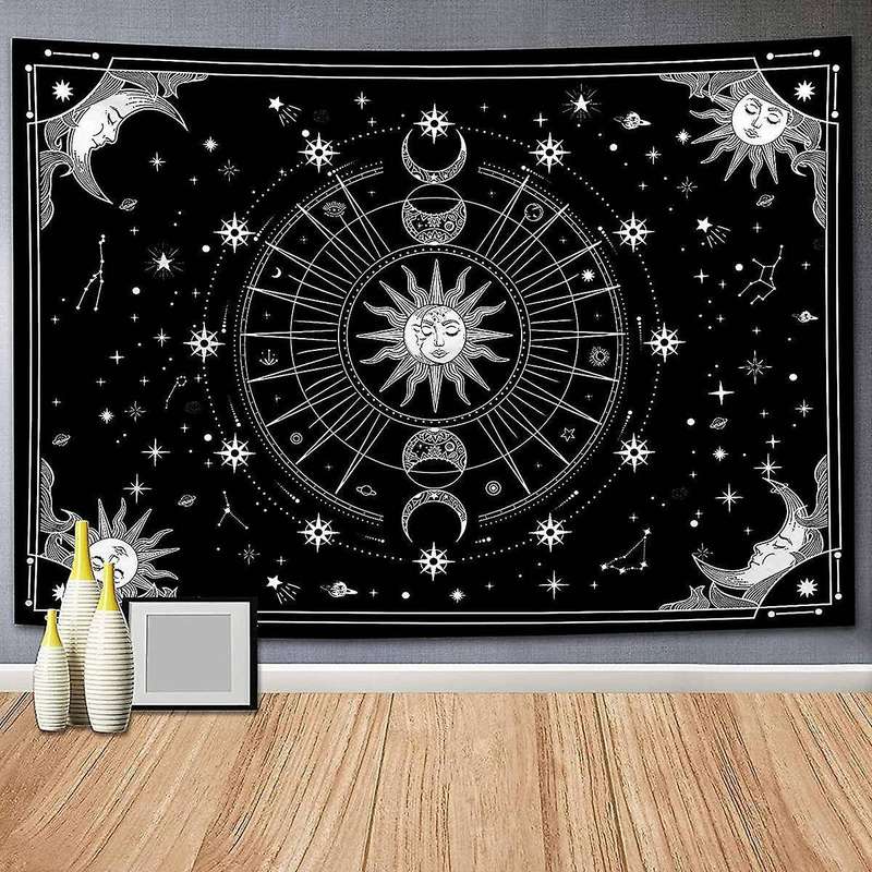 Sun and Moon Stars Space Tapestry for Bedroom Decor 51.2 X 59.1 Inch