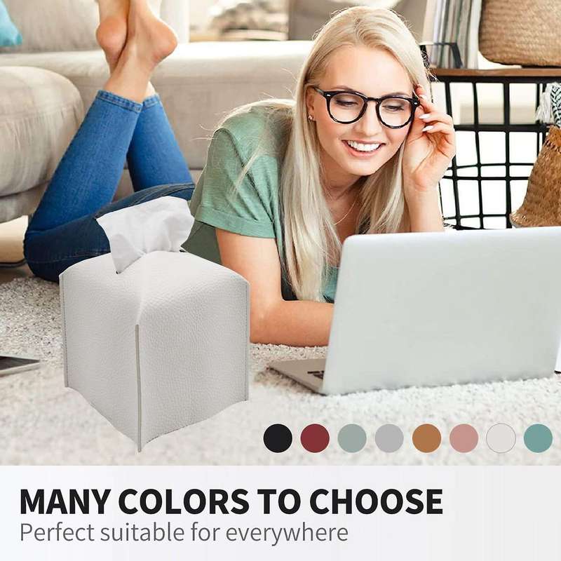 Modern Decoration Pu Leather Square Facial Tissues Case
