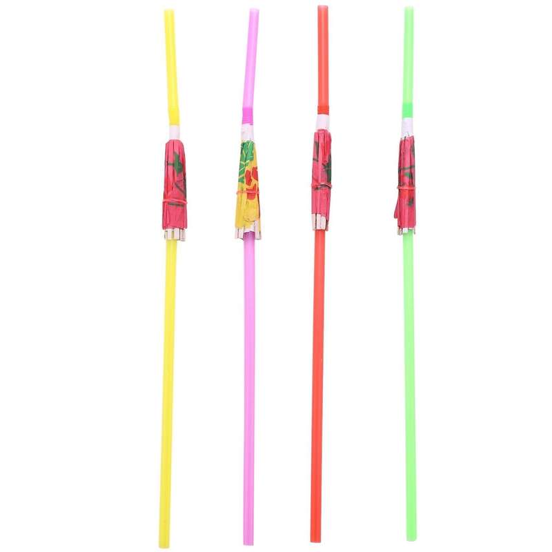 100 Umbrella Parasol Drinking Straws, Hawaiian Beach Cocktail Luau