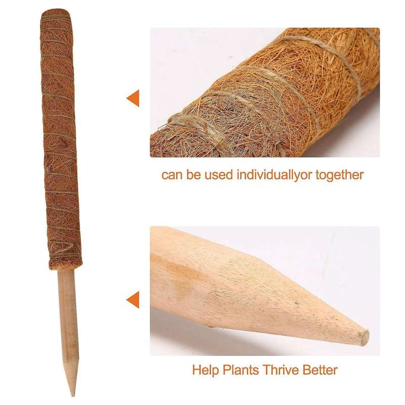 2pcs Coir Totem Pole for Plants Moss Pole with 10 Pieces Ties,40cm