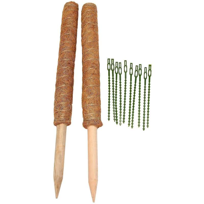 2pcs Coir Totem Pole for Plants Moss Pole with 10 Pieces Ties,40cm