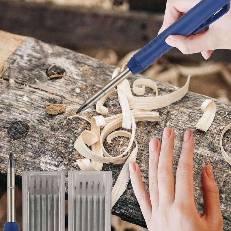 Carpenter Pencil,1pcs Solid Work Pencil Set with 12 Refill Leads D