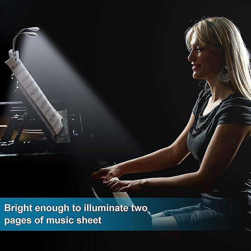 Music Stand Light, White Clip On Led Book Lights, 4 Brightness Levels
