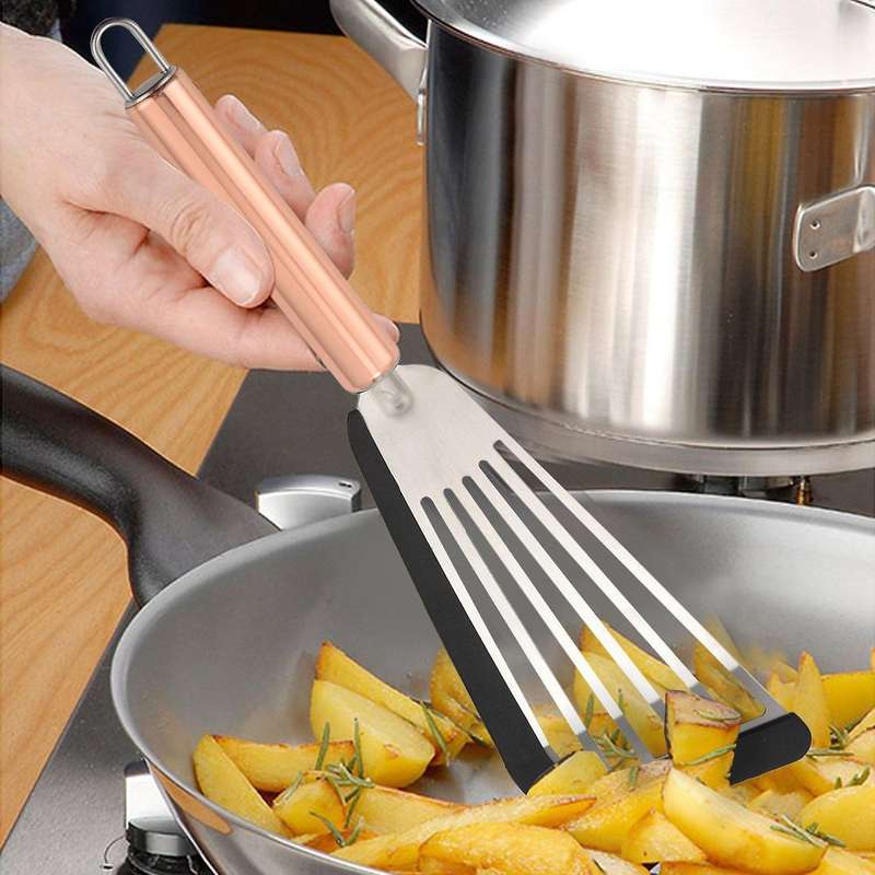 Stainless Steel Spatula with Silicone Top Soft Edge Slotted Spatula