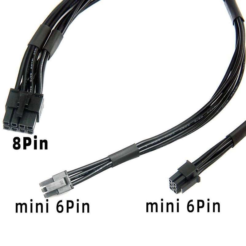 2pcs Dual Mini Pci-e 6-pin to 8-pin Pci-e Power Cable for Video Card