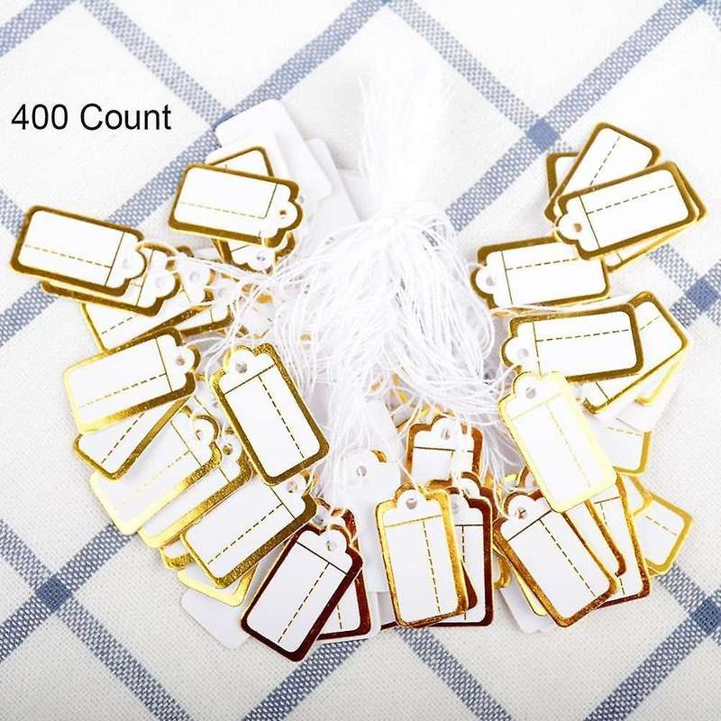 400 Pcs Paper Price Tags with Hanging String Marking Tags 25mmx13mm