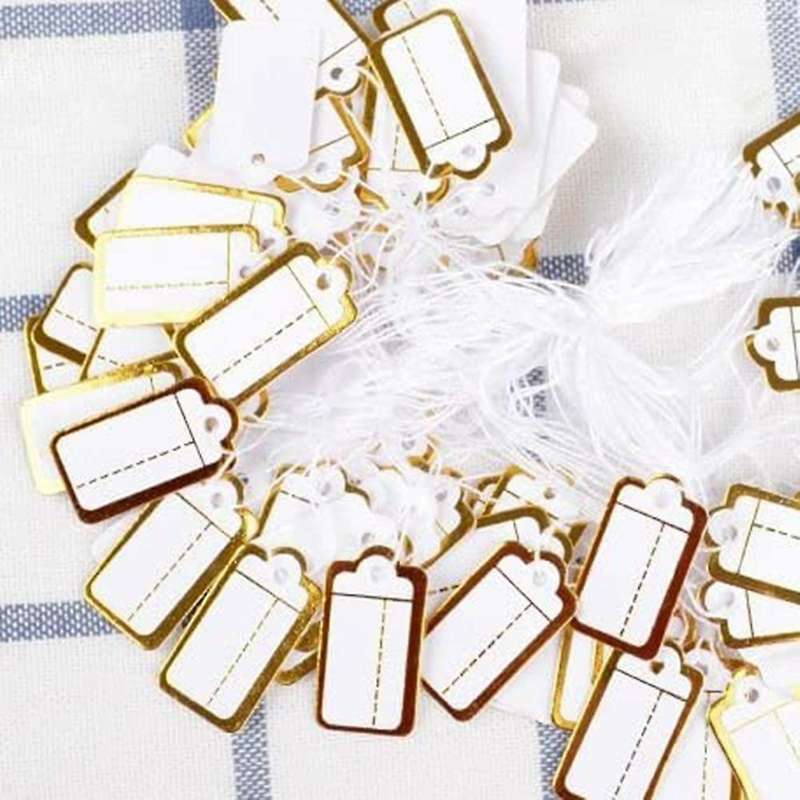 400 Pcs Paper Price Tags with Hanging String Marking Tags 25mmx13mm