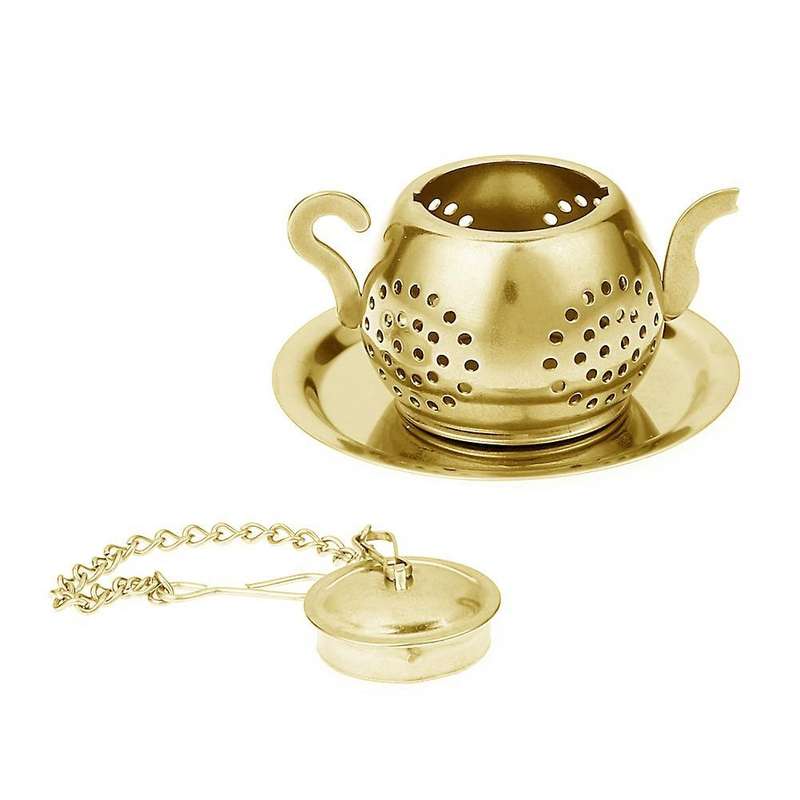 Gold Mesh Stainless Steel Tea Pot Spice Herb Strainer Filter