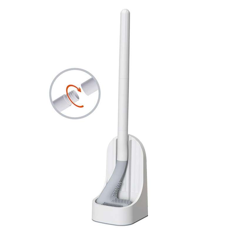 Golf Silicone Long Handled Toilet Tpr Brushes with Holder Set ,white
