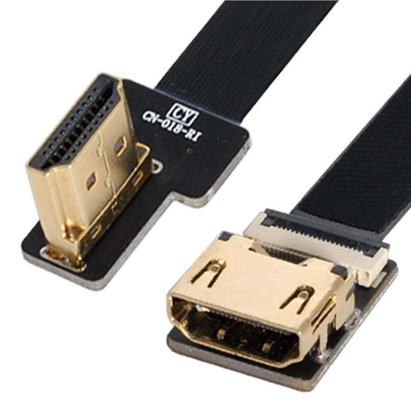 Left Angled 90 Degree Hdmi Male to Female Fpc Flat Cable