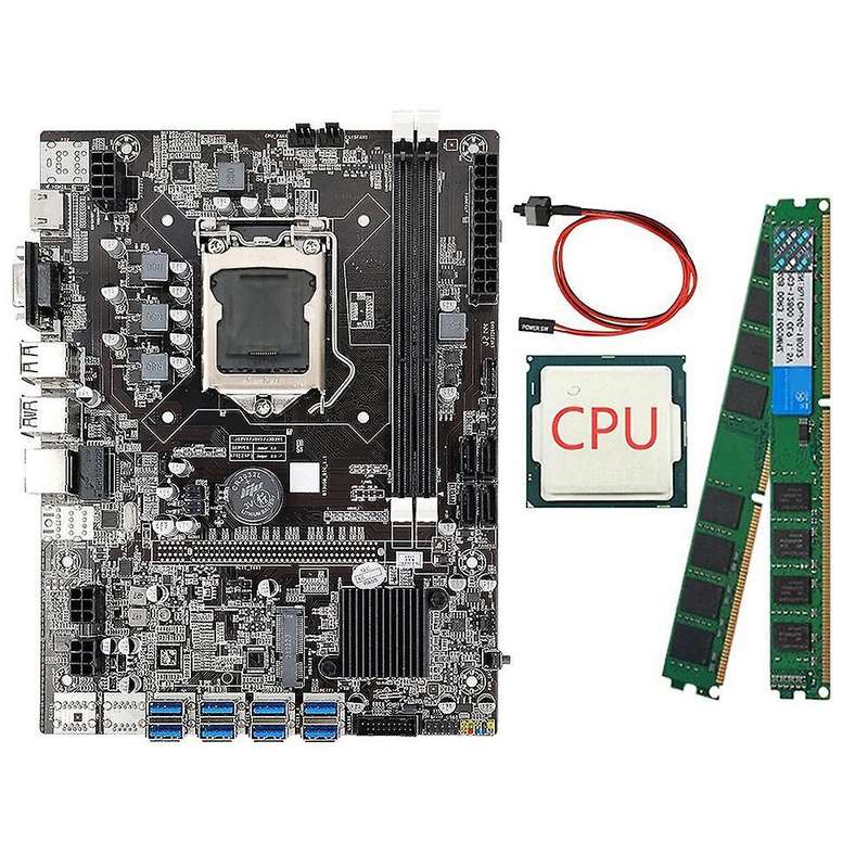 B75 Eth Mining Motherboard+cpu+ Cable+2 X 4g Ram Support Ddr3 B75 Usb