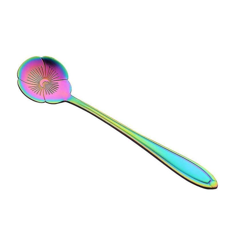 8 Flower Spoon Set, 410 Stainless Steel Reusable Tea Spoon