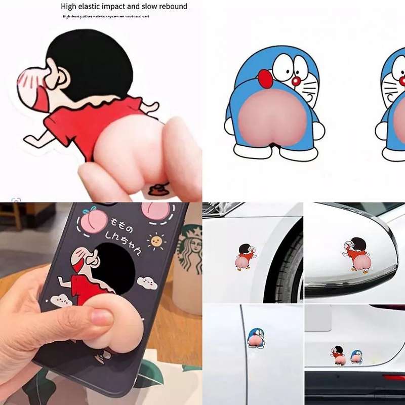 3d Silicone Cute Butt Car Bumper Sticker Cartoon Anti-collision B