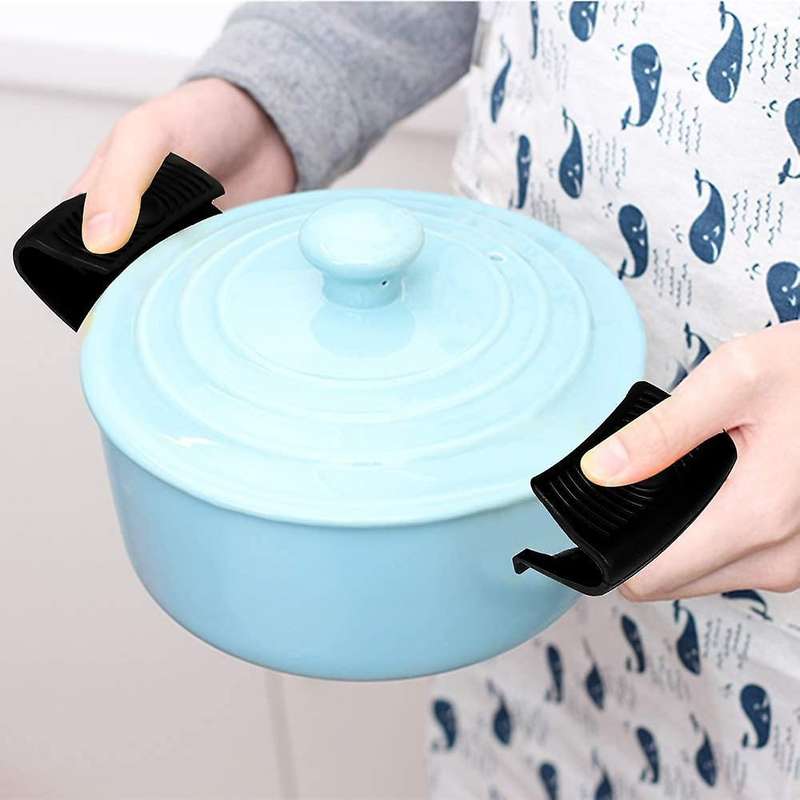 5pcs Silicone Hot Handle Holder Cast Iron Non Slip Pot Heat Resistant