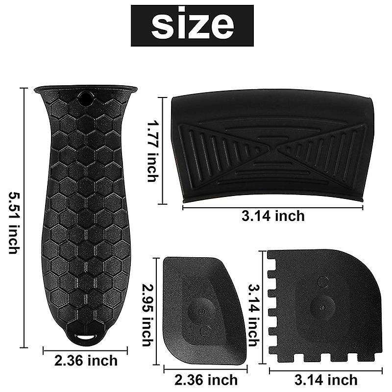 5pcs Silicone Hot Handle Holder Cast Iron Non Slip Pot Heat Resistant
