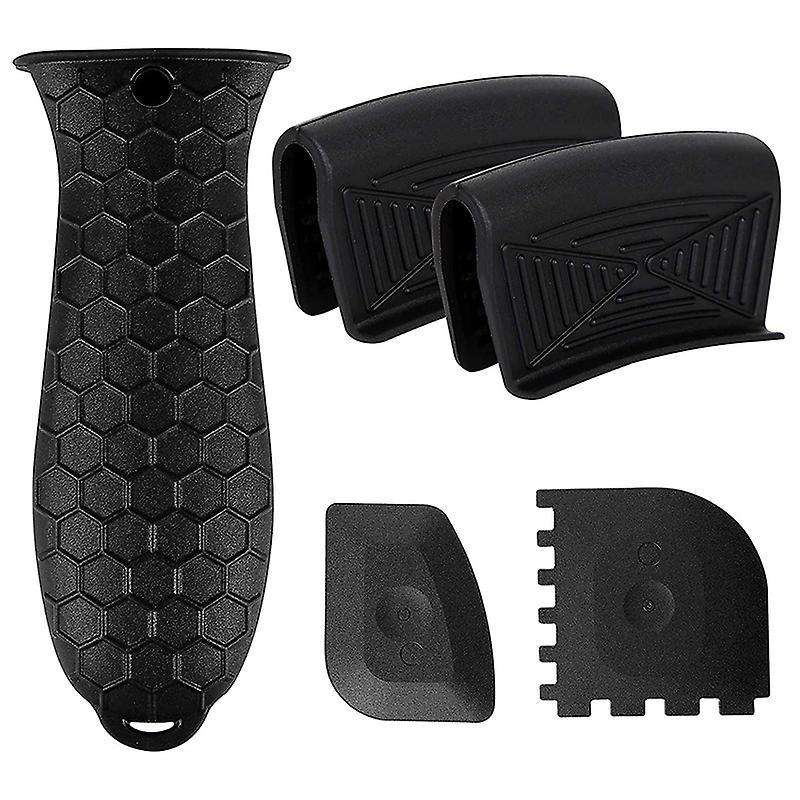5pcs Silicone Hot Handle Holder Cast Iron Non Slip Pot Heat Resistant