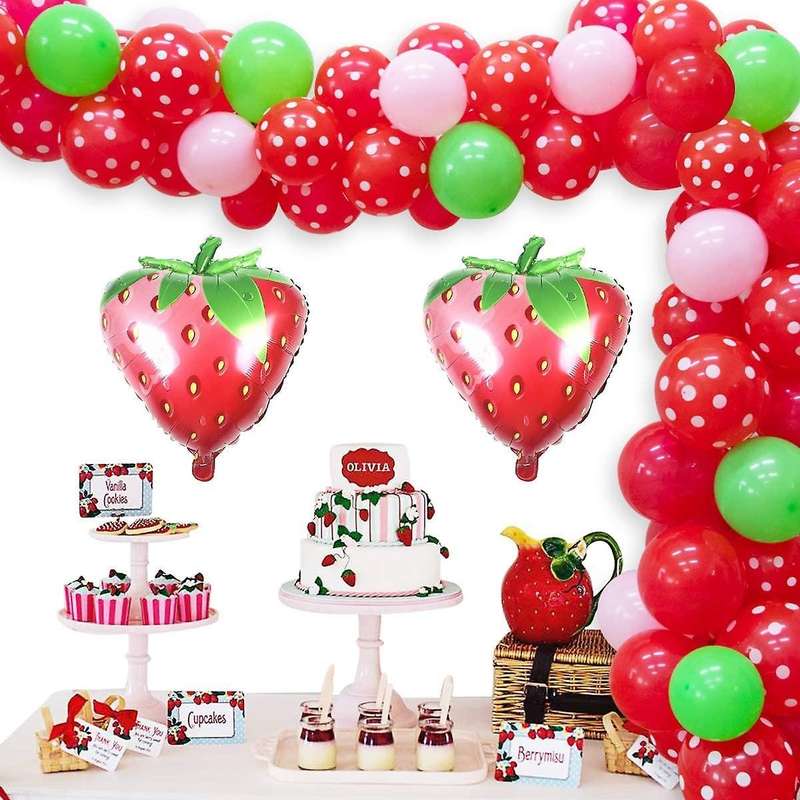 Strawberry Party Balloon Garland Set,strawberry Foil Mylar Balloons