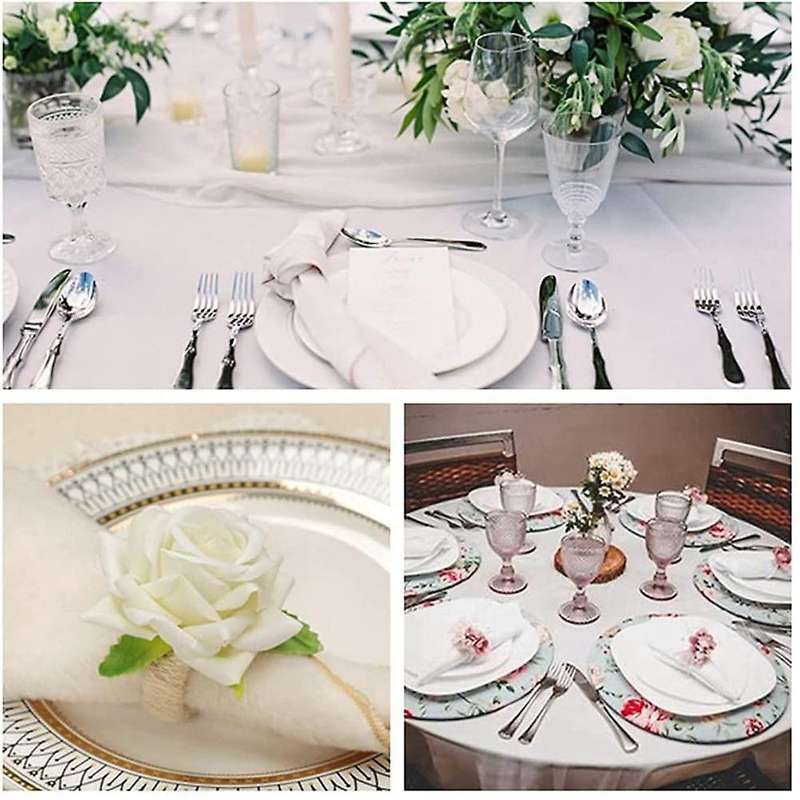 6pcs Rose Flower Napkin Rings,dinner Tables Decoration (white)