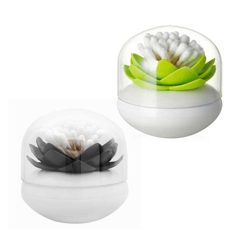 Lotus Flower Cotton Bud Holder Toothpick Case Home Decor (green)