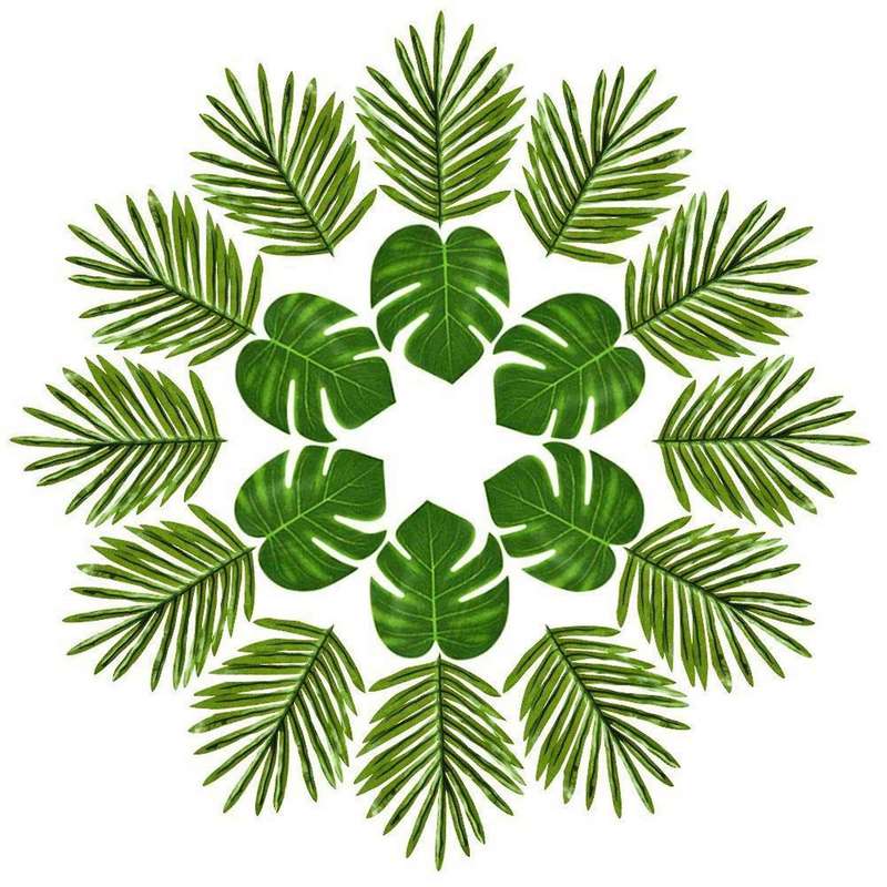 24 Pcs Tropical Palm Leaves Artificial Simulation Monstera Leaves