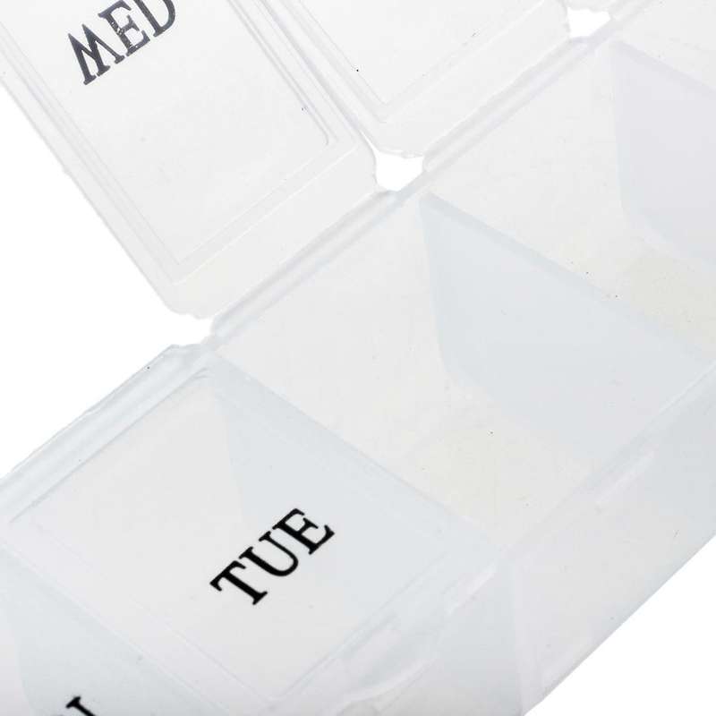 7 Day Weekly Pill Box Organizer Medicine Compartments Vitamin Storage Travel Kit 1pcs White