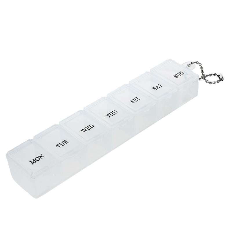 7 Day Weekly Pill Box Organizer Medicine Compartments Vitamin Storage Travel Kit 1pcs White