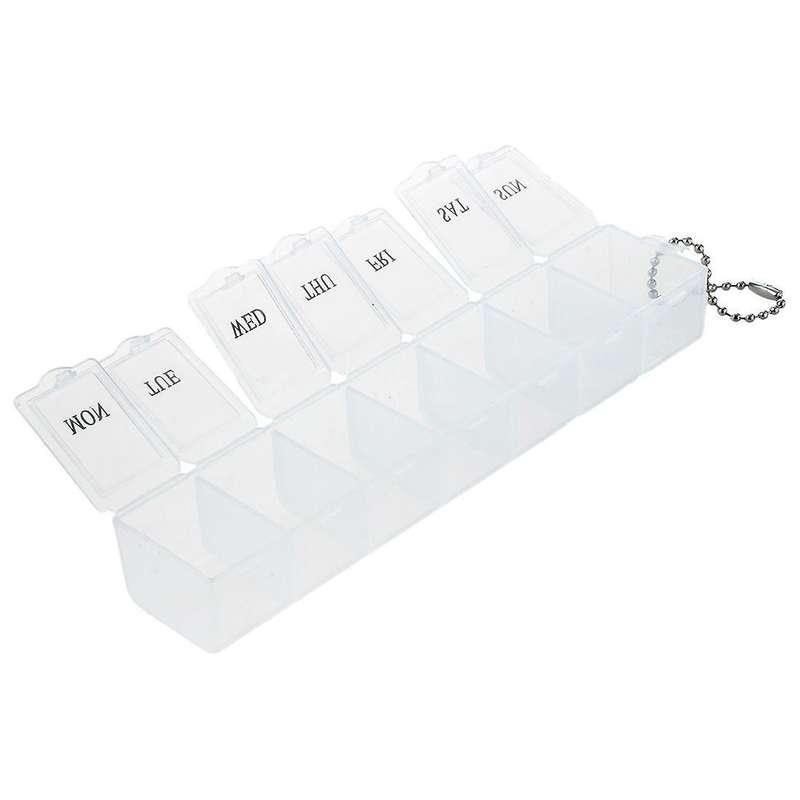 7 Day Weekly Pill Box Organizer Medicine Compartments Vitamin Storage Travel Kit 1pcs White
