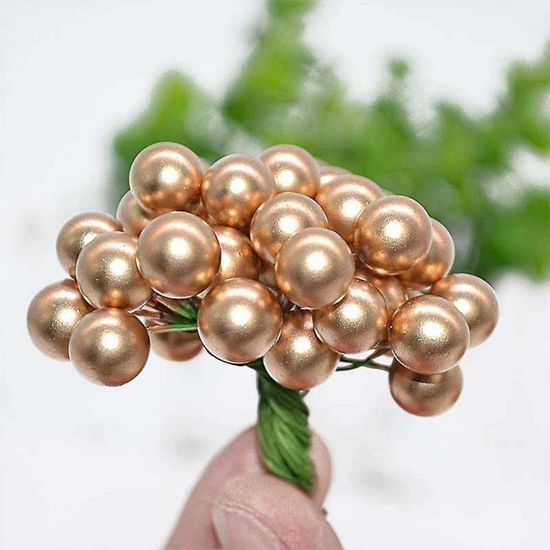 400pcs Christmas Holly Berries Mini Xmas Fake Berry Flower