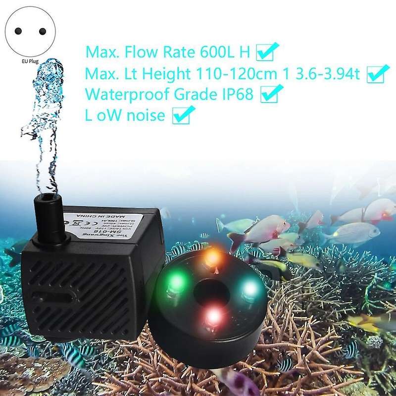 5w Ac 220v Submersible Water Pump 4 Led Mini Water Pump,eu Plug