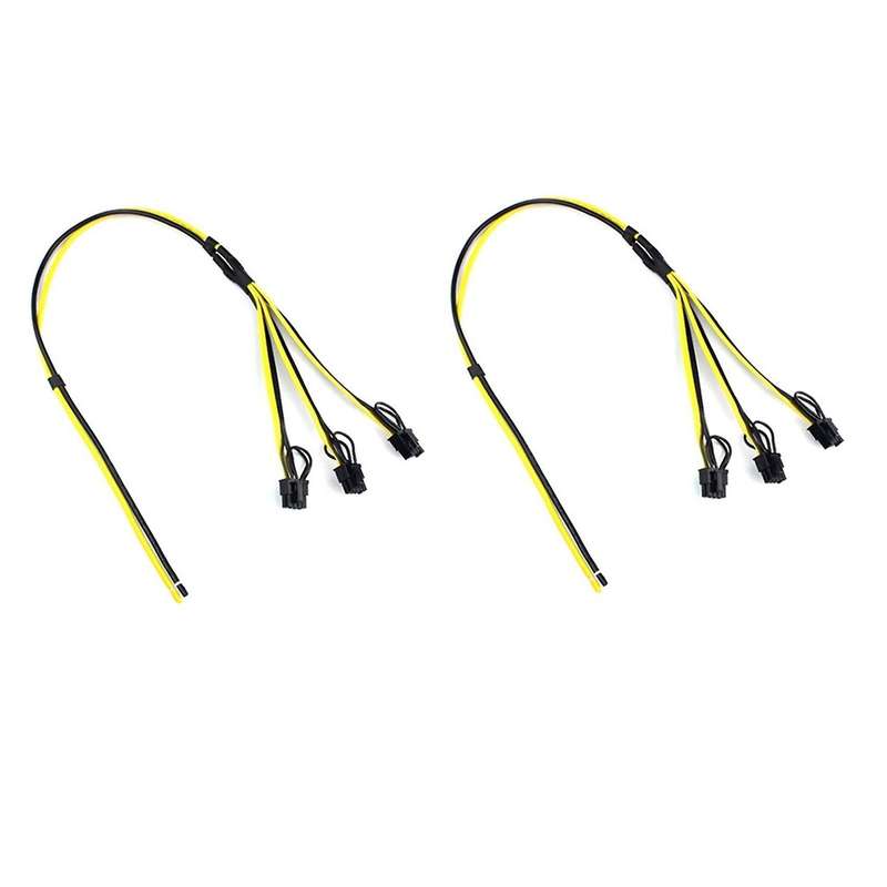2pcs Power Supply Cable 6+2 Pin Card Line 1 to 3 6pin+ 2pin Adapter