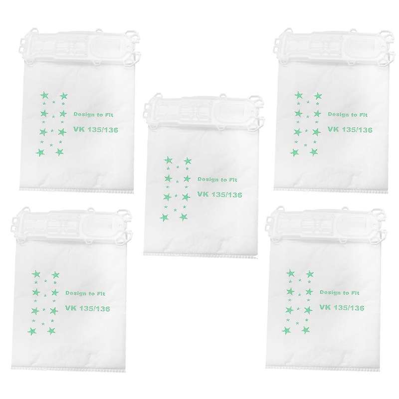 5 Pcs Dust Bags for Vorwerk Vk135 Vk136 Fp135 Fp136 Vacuum Cleaner