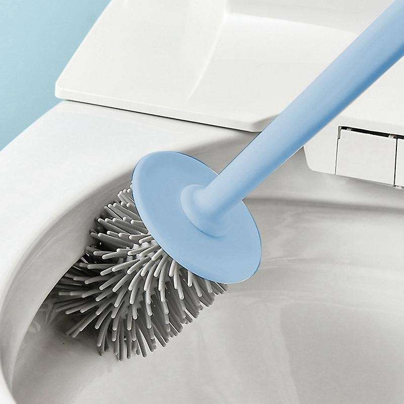 Toilet Brush and Shelf, Long-handled Silicone Brush Holder Set