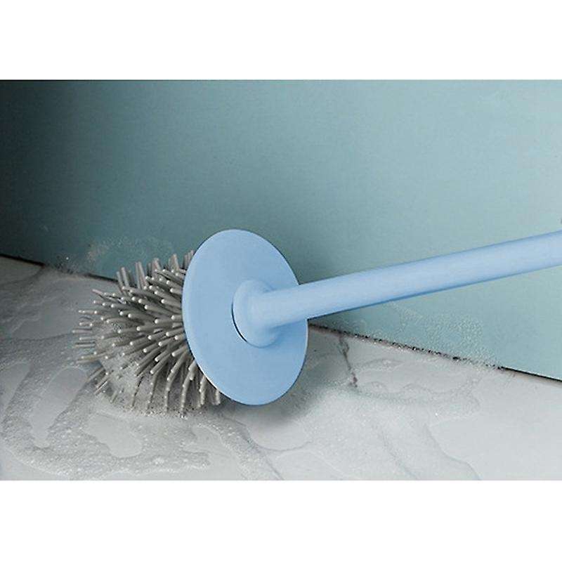 Toilet Brush and Shelf, Long-handled Silicone Brush Holder Set