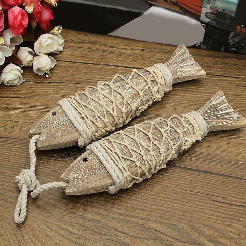 Retro Old Wall Hanging Ornaments Wooden Antique Carved Fish Skewers