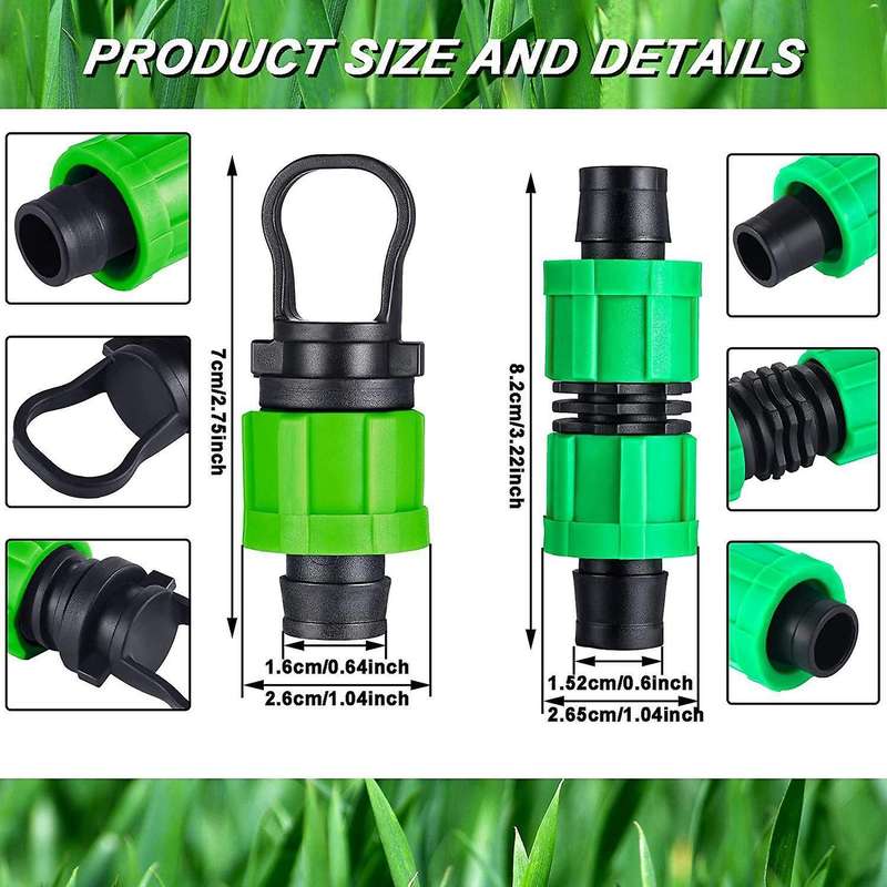 12 Pcs Drip Irrigation Coupling and Tubing End Cap Plug Set 1/2 Inch