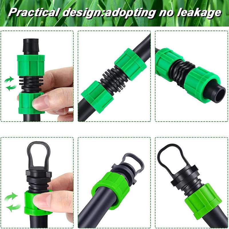 12 Pcs Drip Irrigation Coupling and Tubing End Cap Plug Set 1/2 Inch