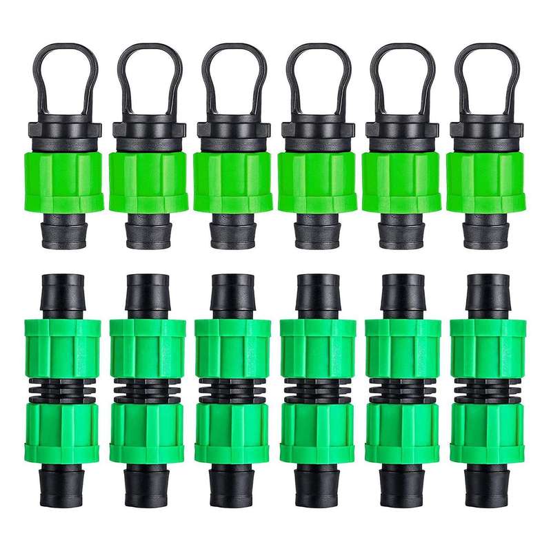 12 Pcs Drip Irrigation Coupling and Tubing End Cap Plug Set 1/2 Inch