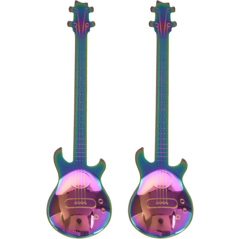 Set Of 8 Guitar Shaped Stainless Steel Coffee Spoon Kitchen Utensil