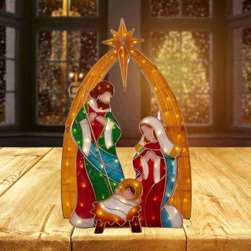 Christmas Jesus Insert Card Nativity Scene Holy Family Courtyard