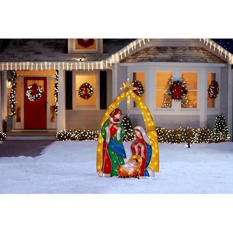 Christmas Jesus Insert Card Nativity Scene Holy Family Courtyard
